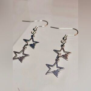 NWT Stainless Steel Star Dangle Earrings woman, Handmade Jewelry.